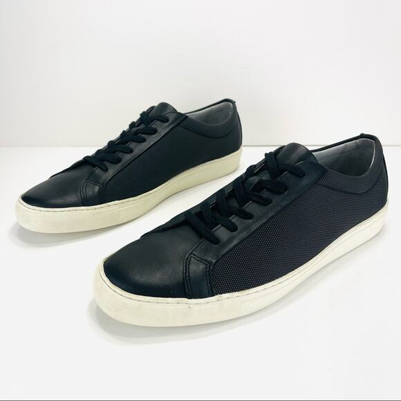 TCG Kennedy Men Sneaker Size 12 Black Premium Leather & Fabric Laced Low Top New - Picture 2 of 16